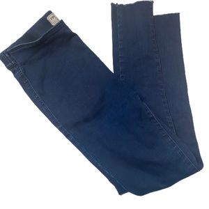 Free People Dark Wash Pull On Raw Hem Jeggings Jeans